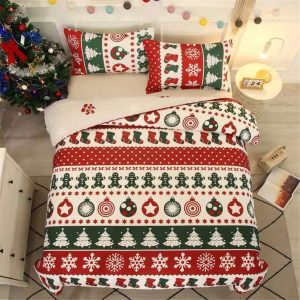 Christmas Tree Elk Bedding Sets Duvet Cover With Two Pillow Covers Christmas Decor 1