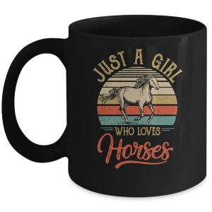 Just A Girl Who Loves Horses Mug, Vintage Horse Gift For Equestrian Girl