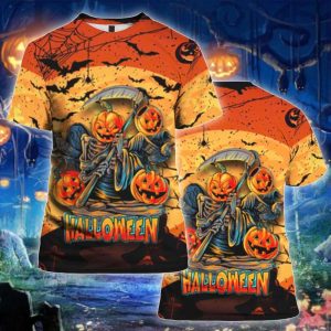 Pumpkin Carving Halloween All Over Printed Tshirt, Halloween Costume 3D T-shirt Gift