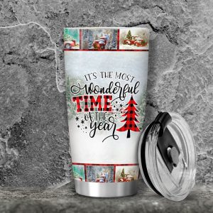 Red Truck Wonderful Time Christmas Stainless Steel Tumbler For Xmas Gift 2